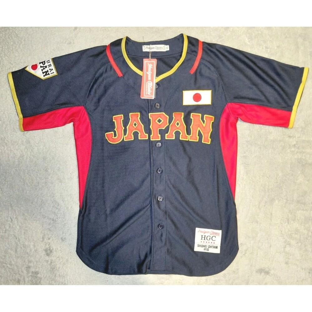 NWT Shohei Ohtani HEADGEAR CLASSICS Japan Baseball Jersey Mens Size XS Navy Blue